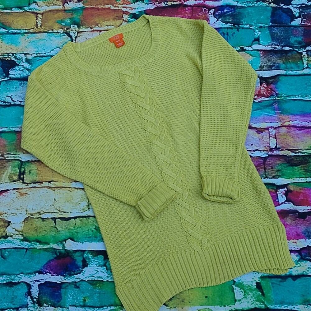 Joe Fresh Women's Sweater Lime Yellow Green Single Cable Tunic size Medium